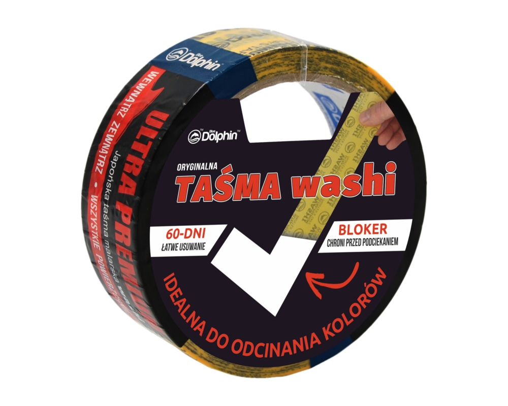 Taśma do odcinania kolorów WASHI 35 mm x 25 m Blue Dolphin