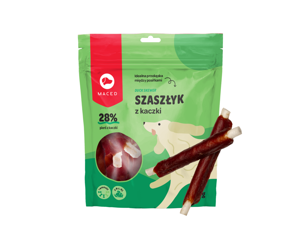 Karma uzupełniająca dla psów pałeczki wołowe z kaczką 500 g Maced
