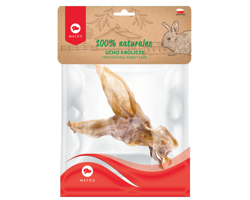 Przysmak suszony ucho królicze 2 sztuki 25 g Maced
