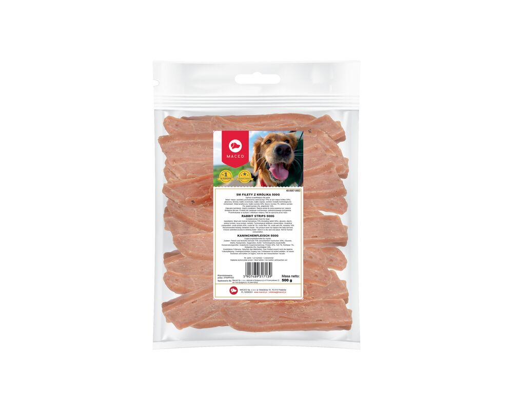 Karma uzupełniająca dla psów filet z królika 500 g Maced
