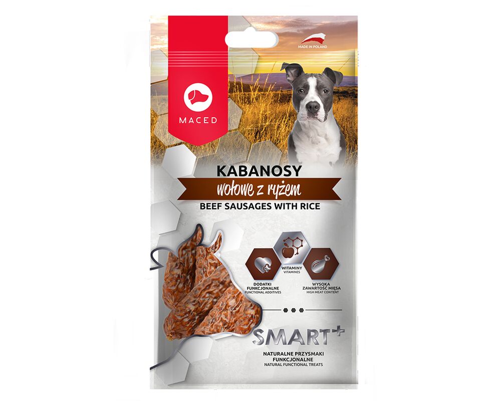 Przysmak Smart+ kabanos wołowy z ryżem 100 g Maced