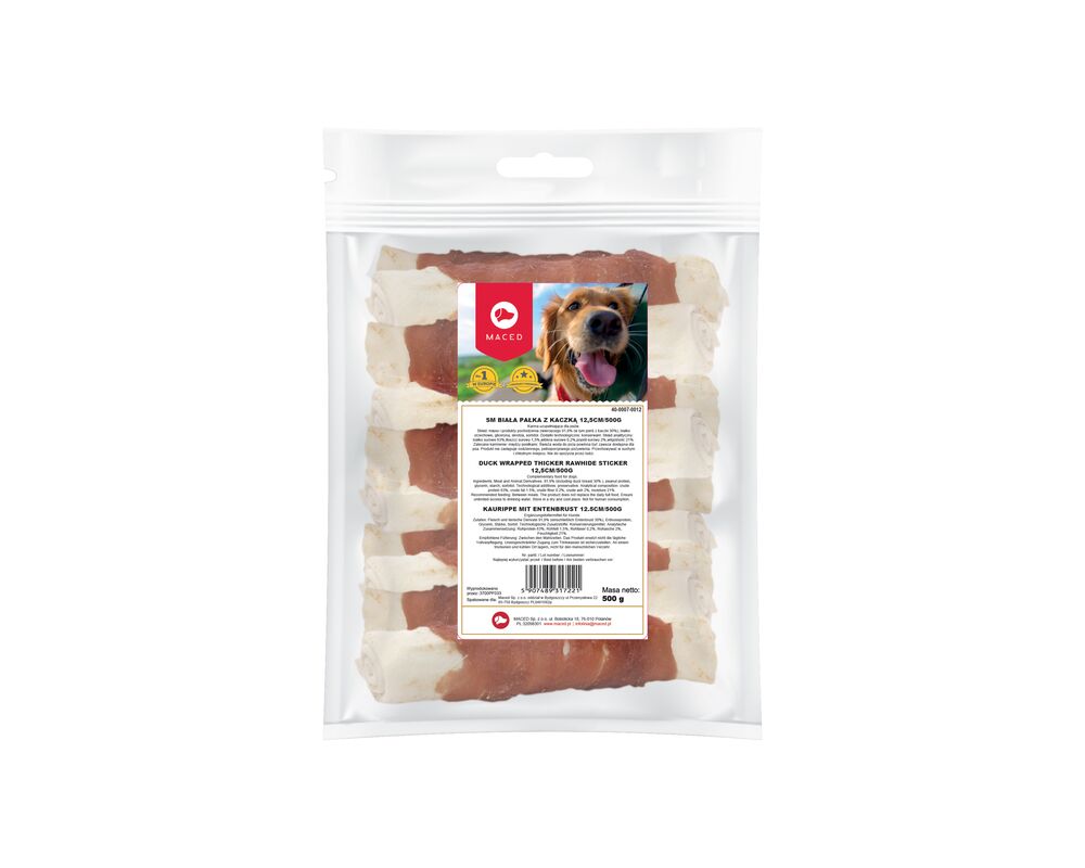 Karma uzupełniająca dla psów biała pałka z kaczką 12,5 cm 500 g Maced
