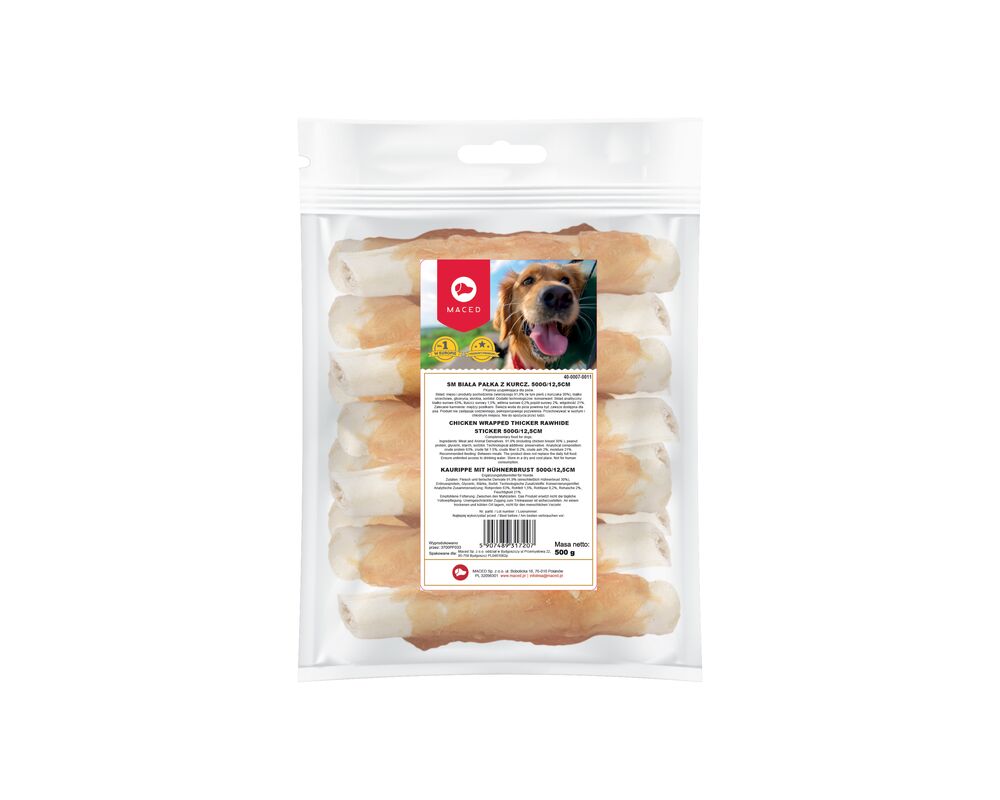 Karma uzupełniająca dla psów biała pałka z kurczakiem 12,5 cm 500 g Maced