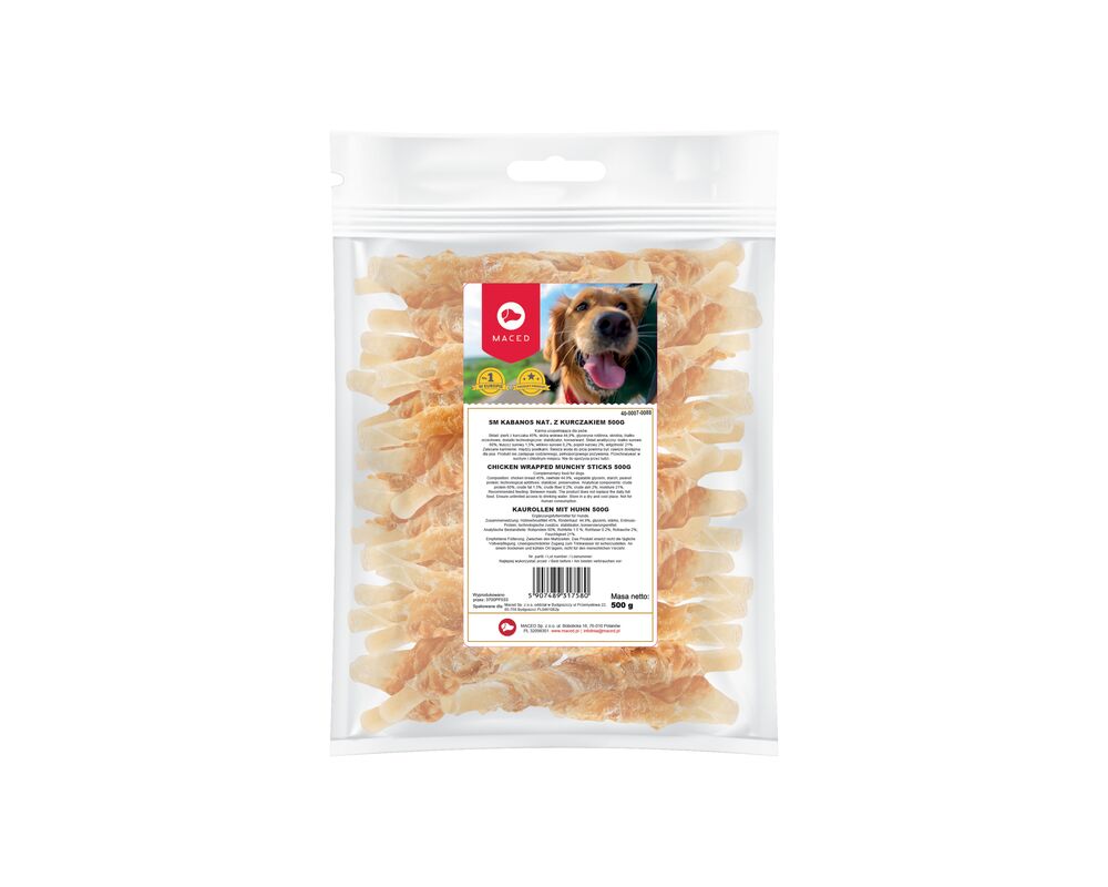 Karma uzupełniająca dla psów kabanos naturalny z kurczakiem 500 g Maced