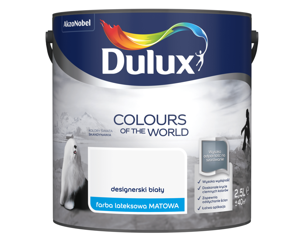 Farba lateksowa Kolory Świata designerski biały 2,5 l Dulux