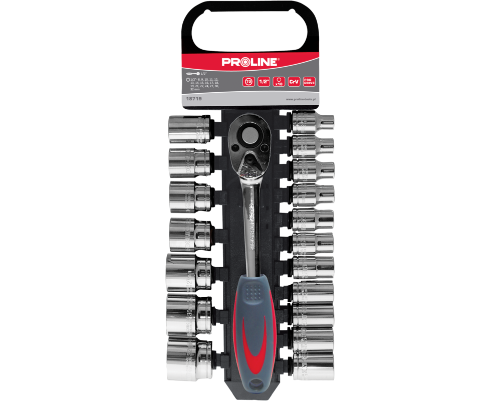 Zestaw nasadek CV 1/2" 8-32 mm 19 sztuk PROLINE