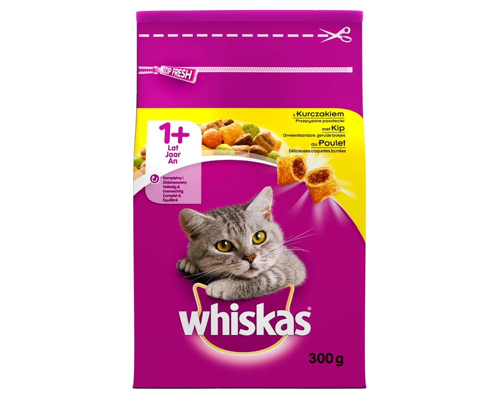 Karma dla kotów dorosłych pełnoporcjowa przepyszne paszteciki z kurczakiem 300 g Whiskas