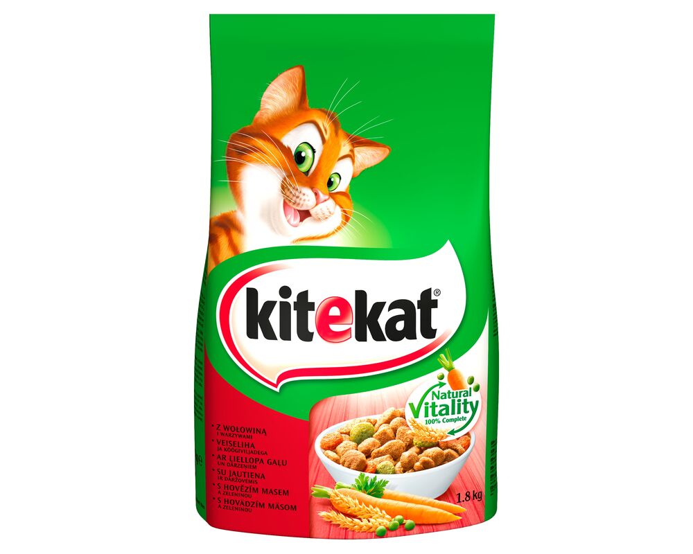 Karma dla kotów pełnoporcjowa z wołowiną i warzywami 1,8 kg Kitekat
