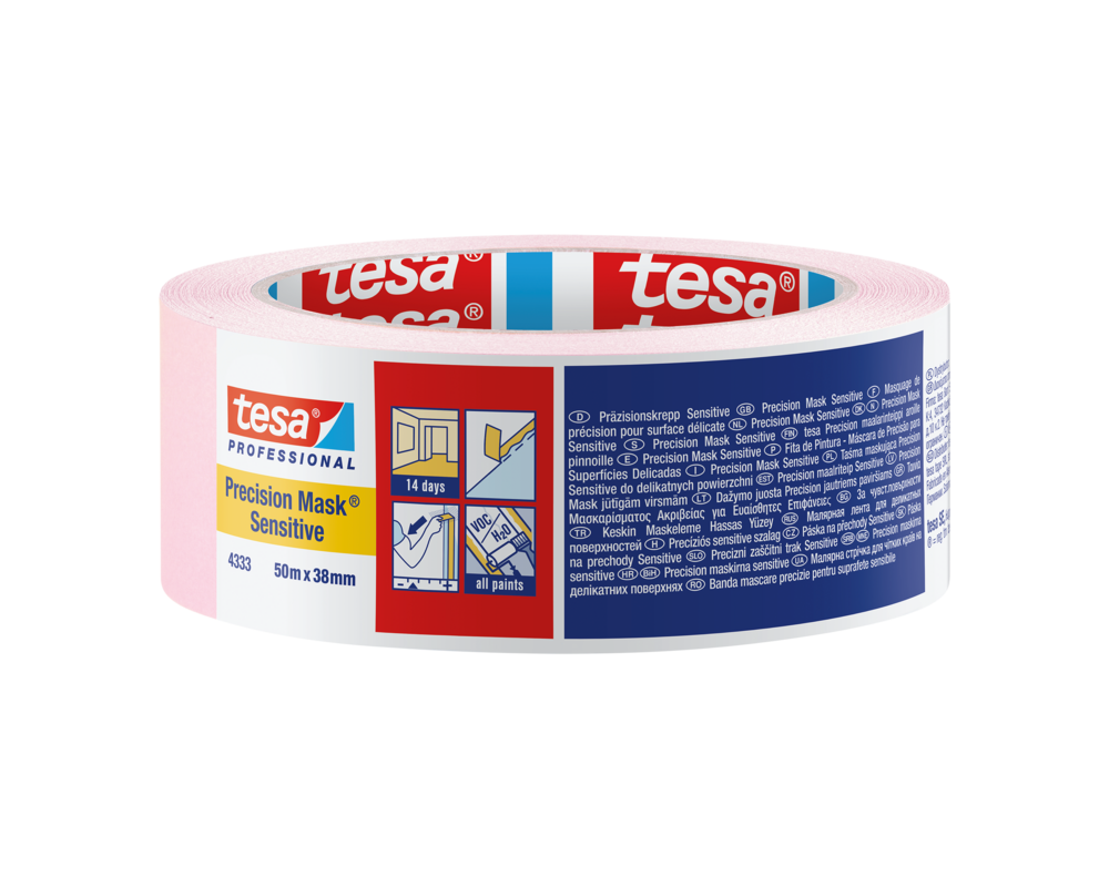 Taśma maskująca malarska do delikatnych powierzchni 50 m x 38 mm różowa tesa