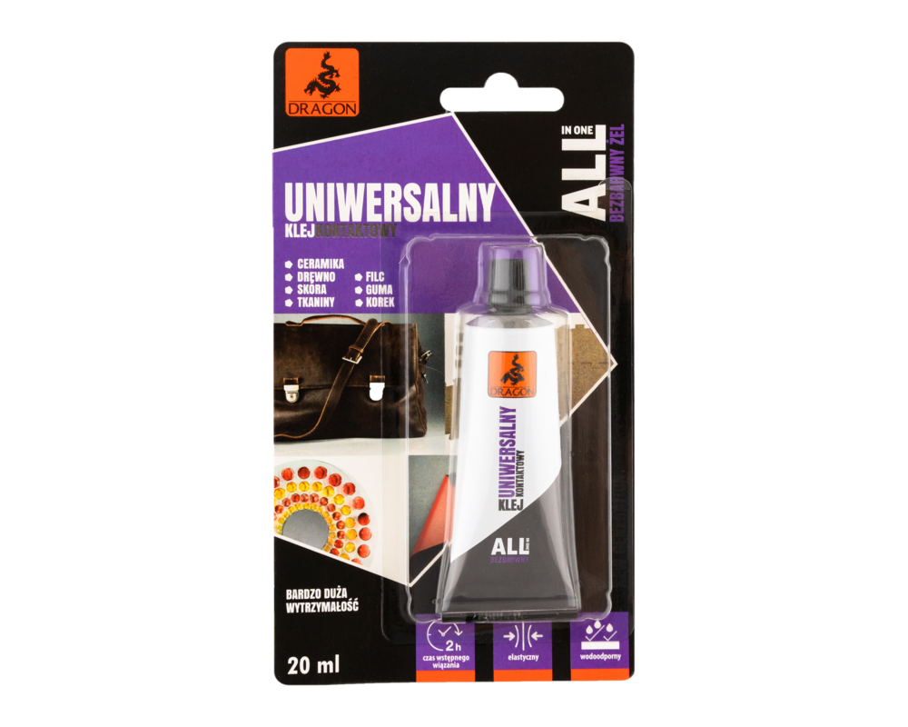 Klej uniwersalny - kontaktowy bezbarwny 20 ml żel DRAGON