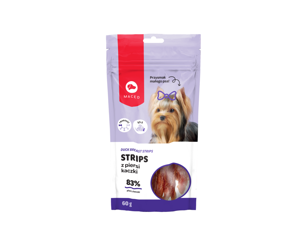 Przysmak dla psa York strips z piersi kaczki 60 g Maced