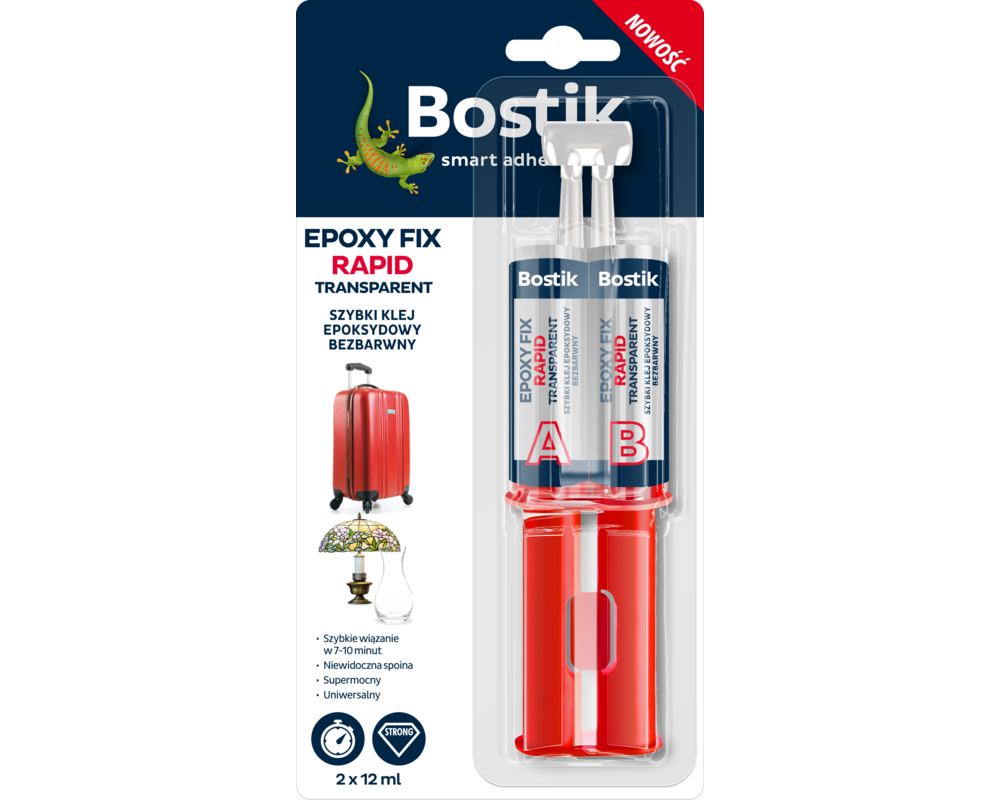Szybki klej epoksydowy bezbarwny 2 x 12 ml