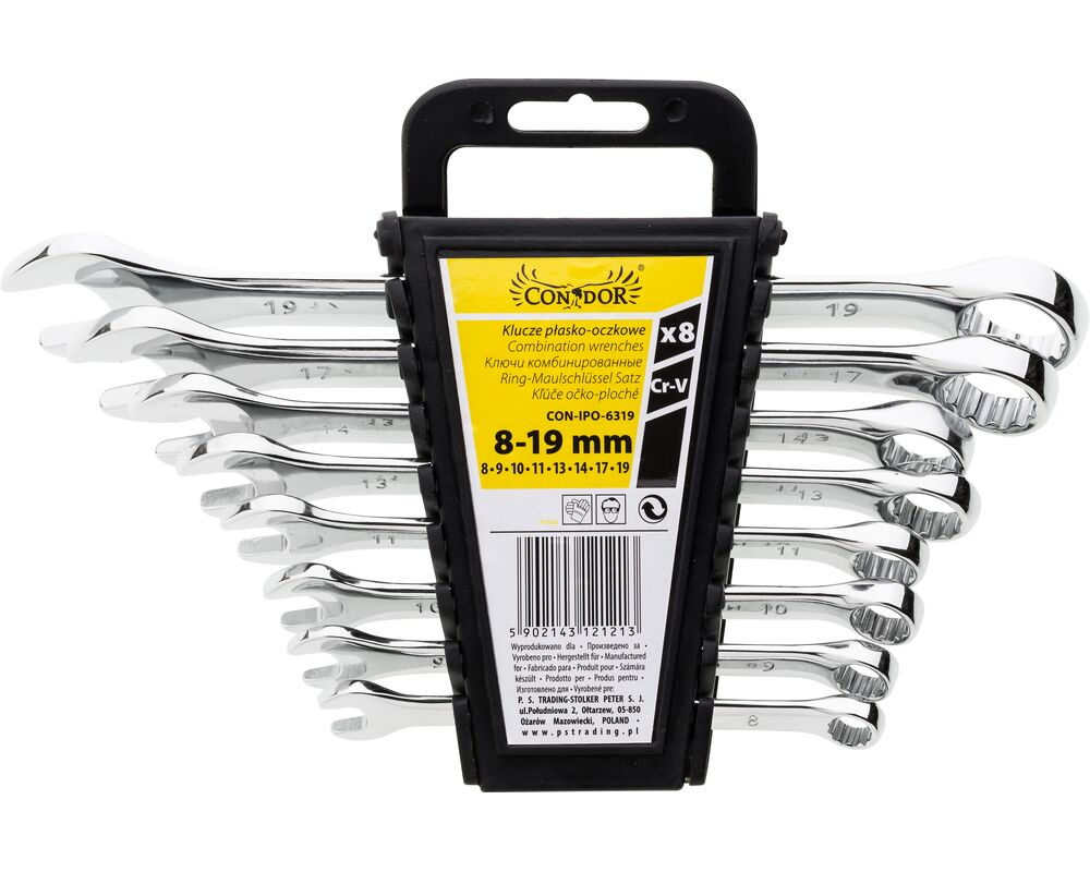 Klucz płasko - oczkowy 8,0 - 19,0 mm zestaw 8 sztuk Condor