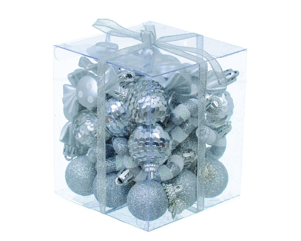 Bombki cekinowe 3 cm 40 szt srebrne