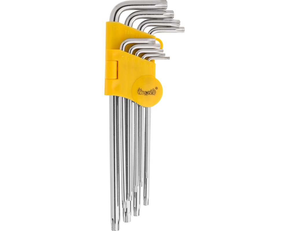 Klucz Torx długi z otworem T10 - 50 zestaw 9 sztuk Condor
