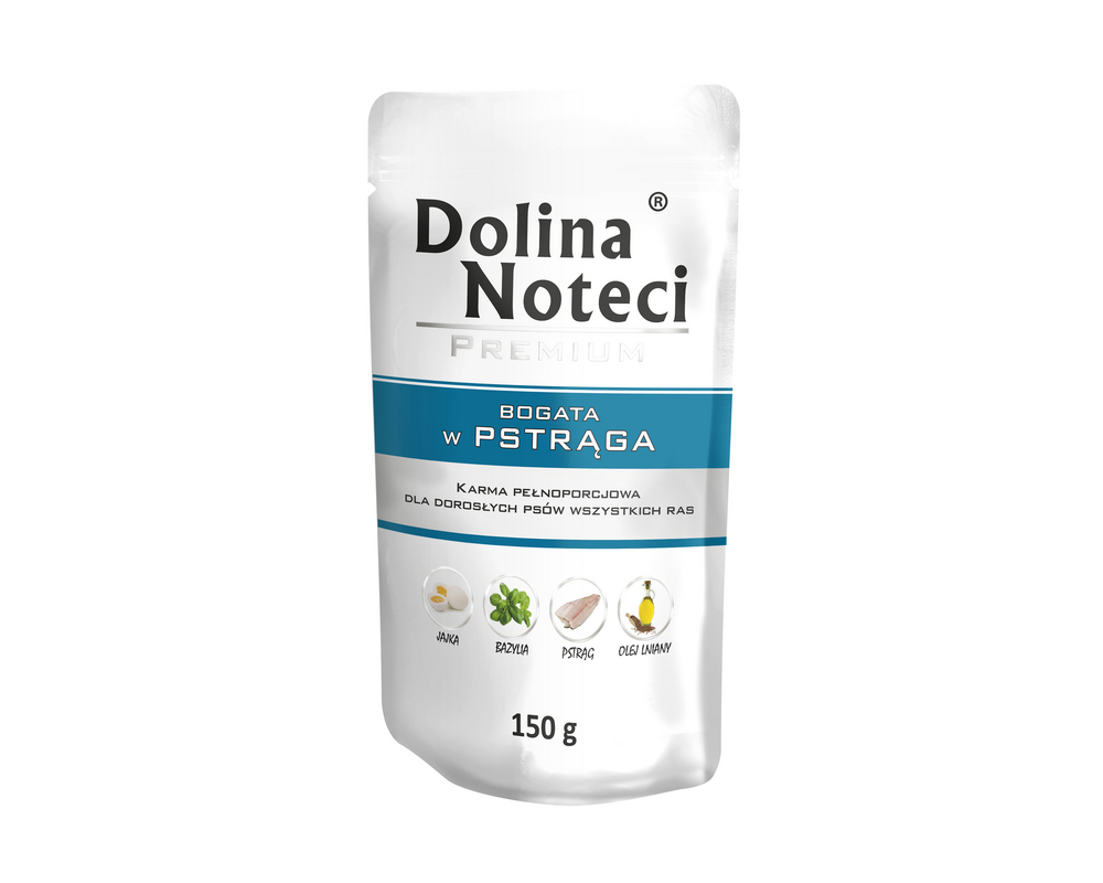 Karma mokra dla psa BOGATA W PSTRĄGA 150 g Dolina Noteci