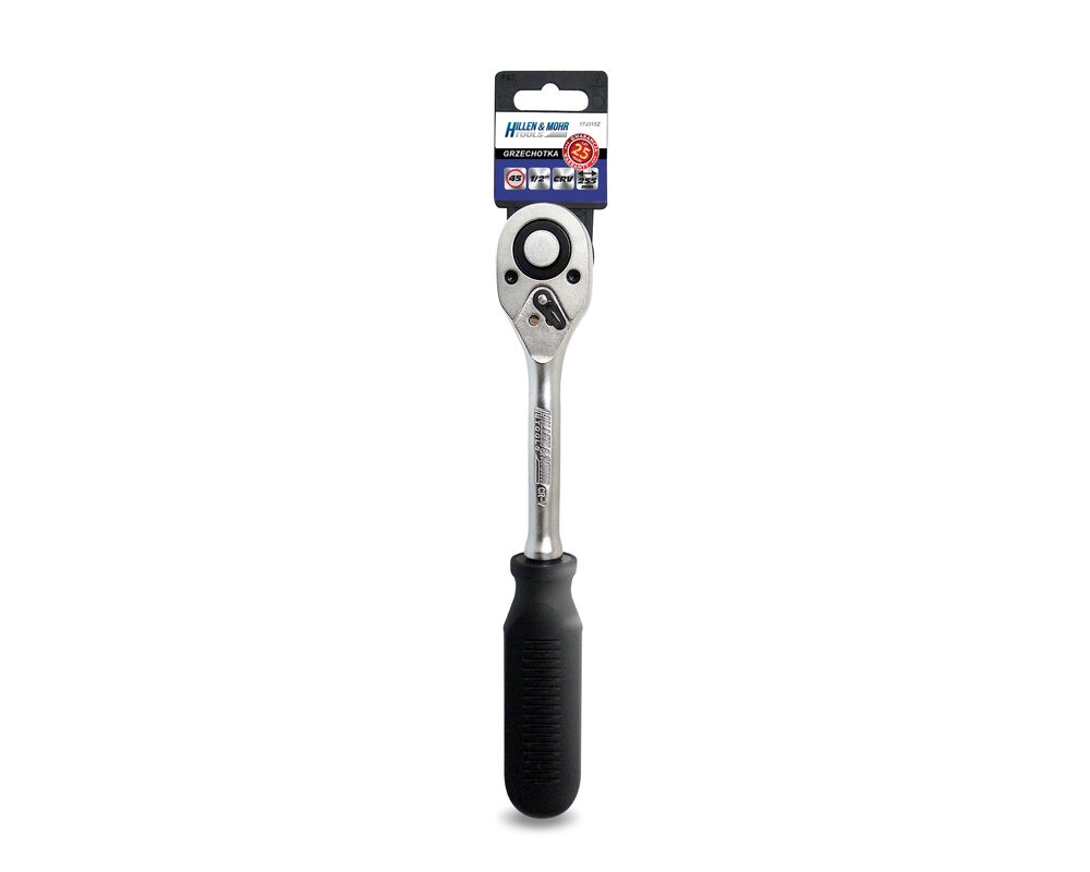 Grzechotka 1/2" 45T, CRV 6140, prosta, uchwyt jednomateriałowy Hillen&Mohr