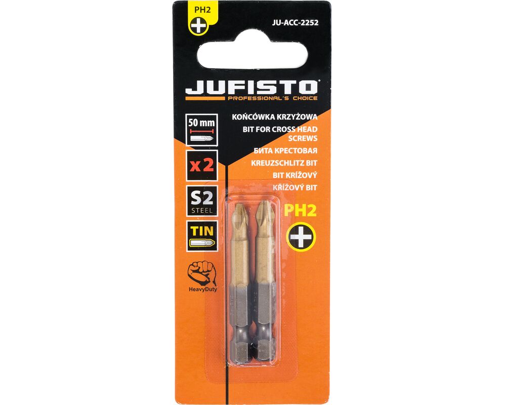 Końcówka krzyżowa PH2 x 50 mm, zestaw: 2 sztuki Jufisto