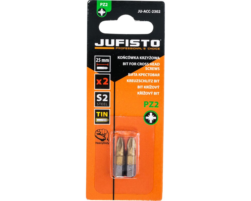 Końcówka krzyżowa PZ2 x 25 mm, zestaw: 2 sztuki Jufisto