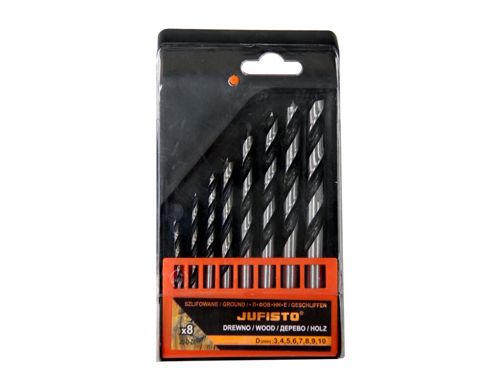 Wiertło do drewna szlifowane 3 - 10 mm, zestaw: 8 sztuk Jufisto