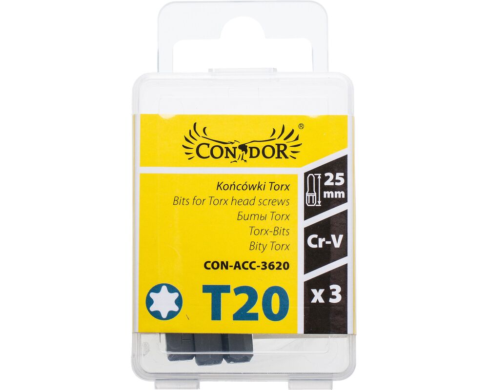 Końcówka Torx T20 x 25 mm, komplet: 3 sztuki Condor