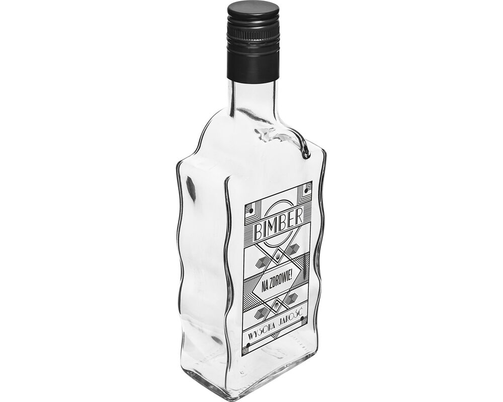 Butelka klasztorna z zakrętką i nadrukiem bimber 0,5 l