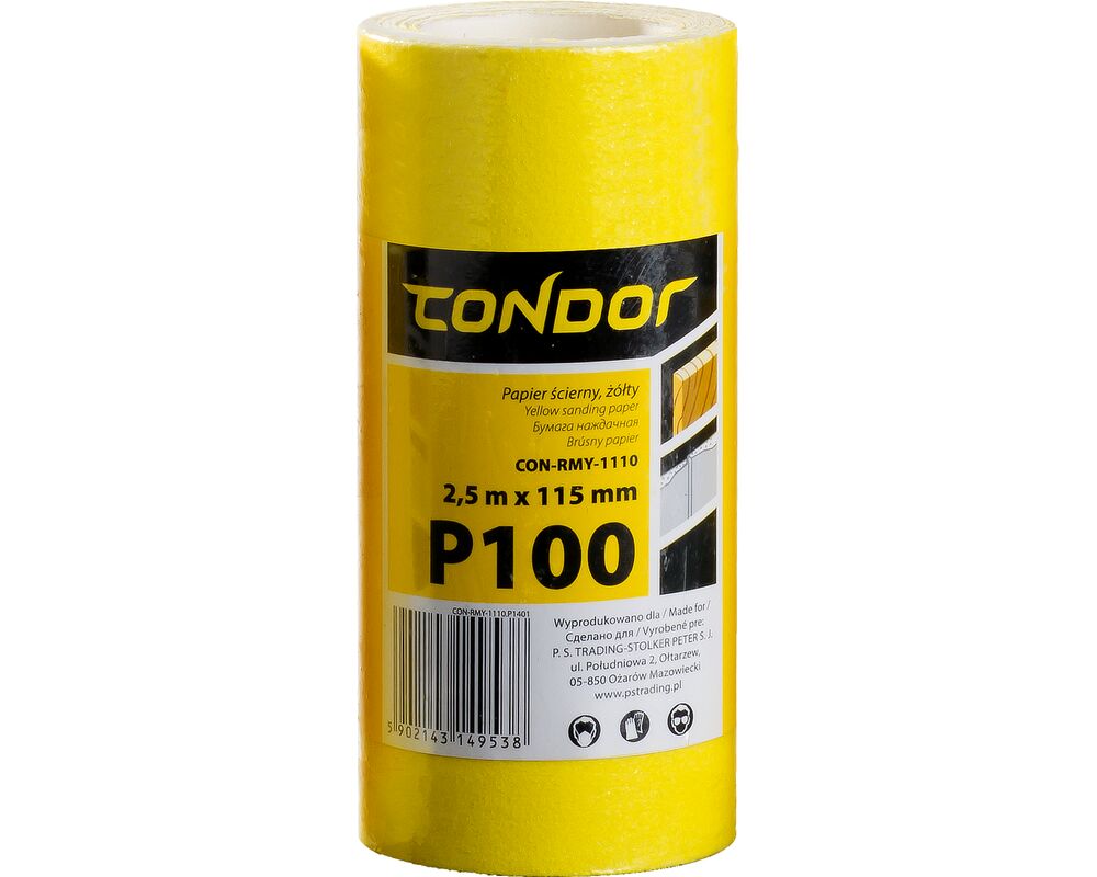 Papier ścierny "żółty" rolka 2,5 m 115 mm P100 Condor