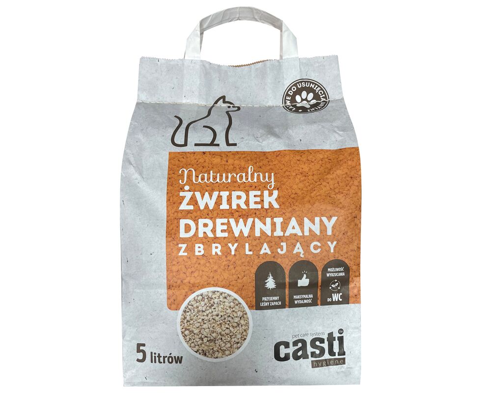 Żwirek drewniany zbrylający zapach naturalny 5 l Casti