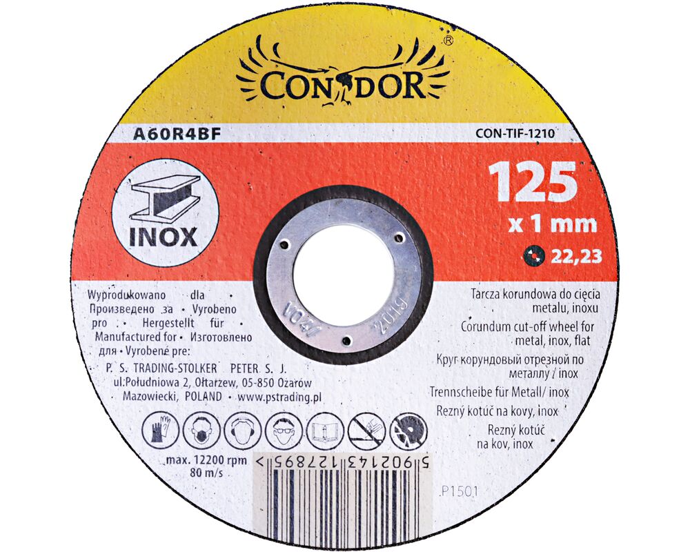 Tarcza korundowa do cięcia metalu inox 125 x 1 mm Condor