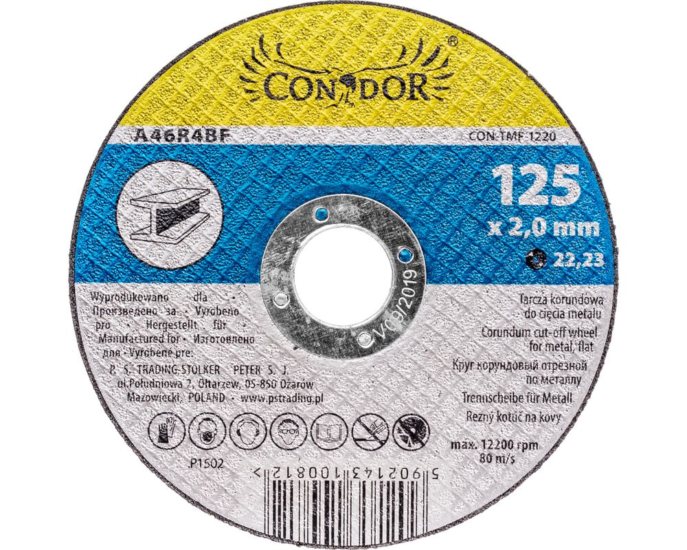 Tarcza korundowa do cięcia metalu 125 x 3 mm Condor