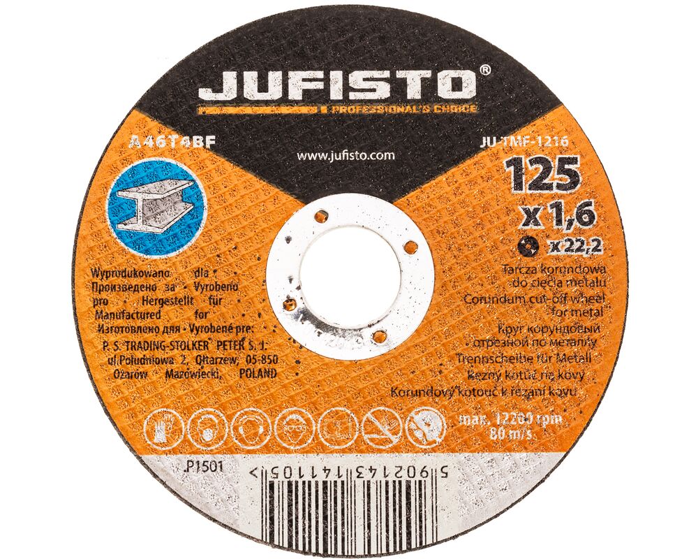 Tarcza do cięcia 125 x 1,6 x 22,2 mm stal Jufisto