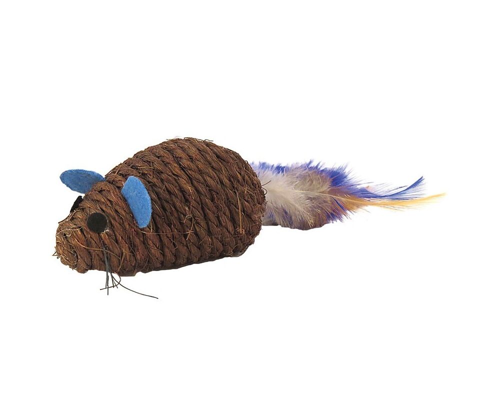 Zabawka mysz sizal / piórka 10 cm K046