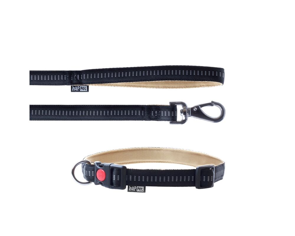 Smycz + obroża Soft Style czarny L 2,0 cm
