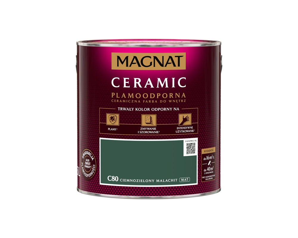 Farba ceramiczna ciemnozielony malachit C80 2,5 l Magnat