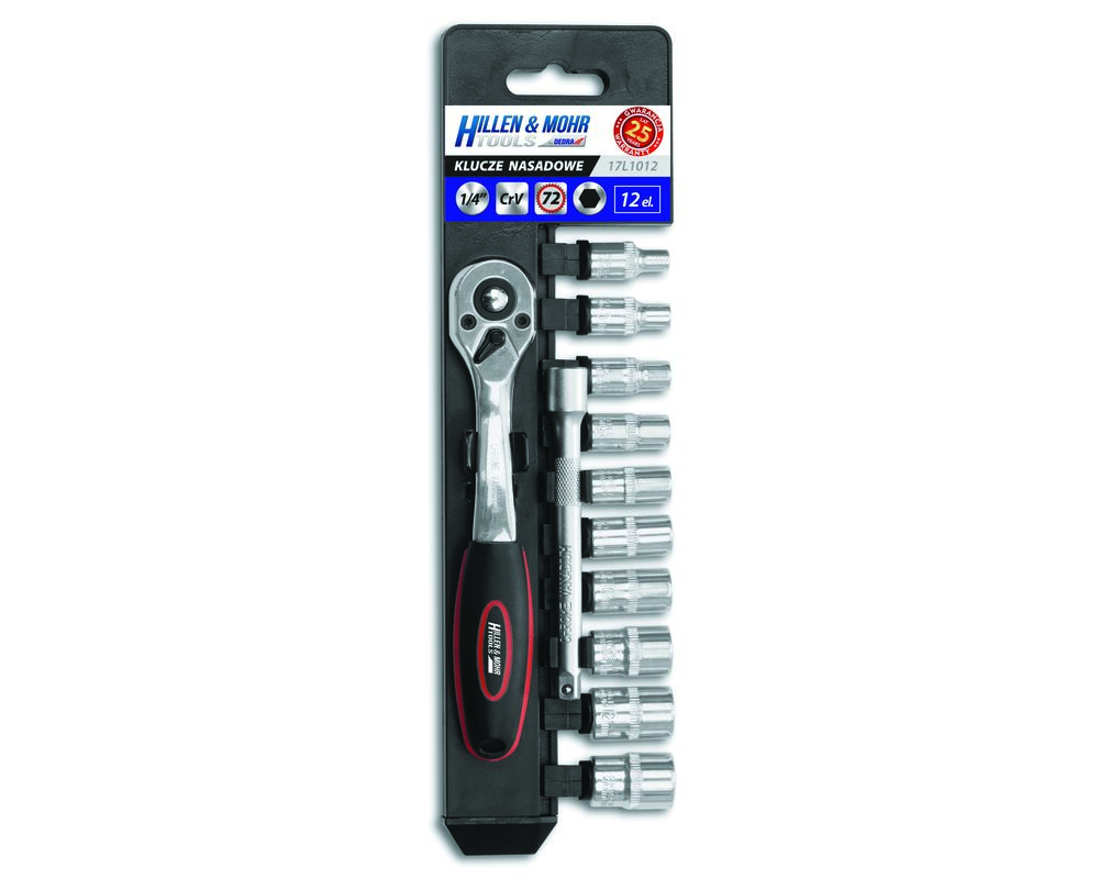 Zestaw kluczy nasadowych klucze nasadowe 1/4" kpl. 12 szt. Hillen&Mohr