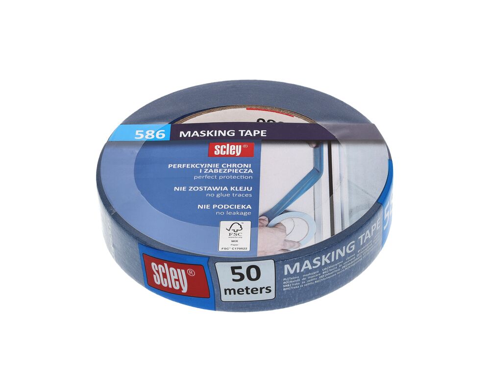 Scley taśma maskująca 25 mm x 50 m niebieska akryl 30 dni FSC