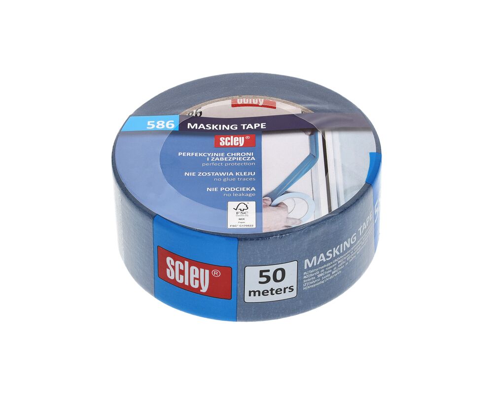 Scley taśma maskująca 48 mm x 50 m niebieska akryl 30 dni FSC