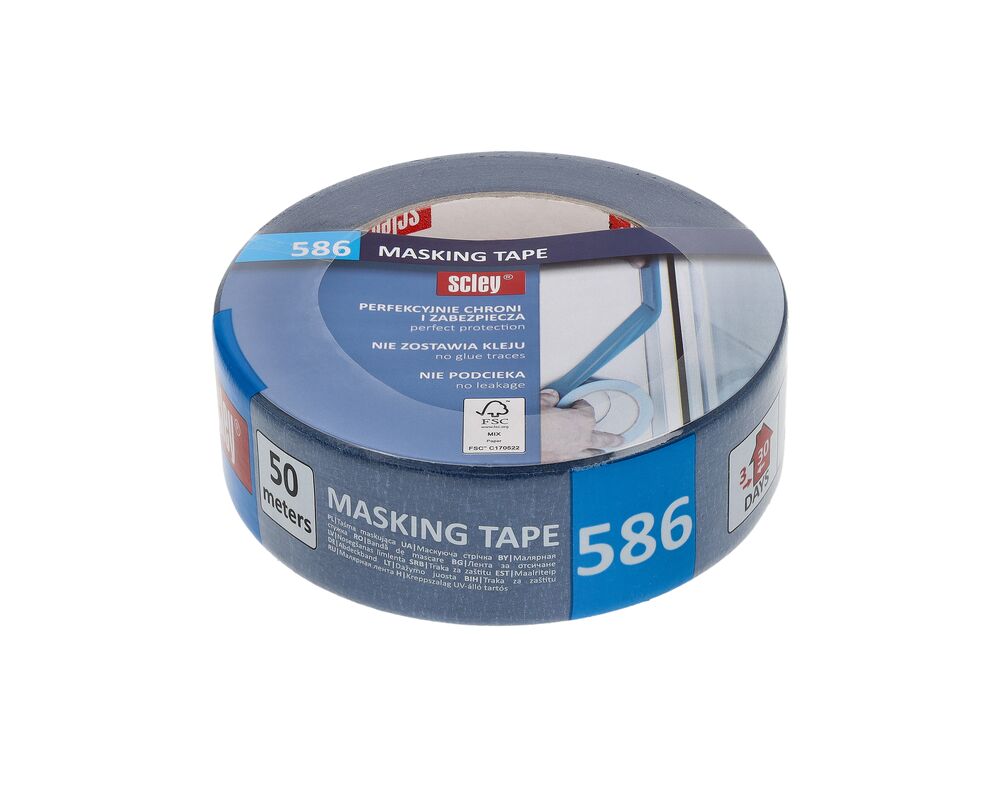 Scley taśma maskująca 38 mm x 50 m niebieska akryl 30 dni FSC