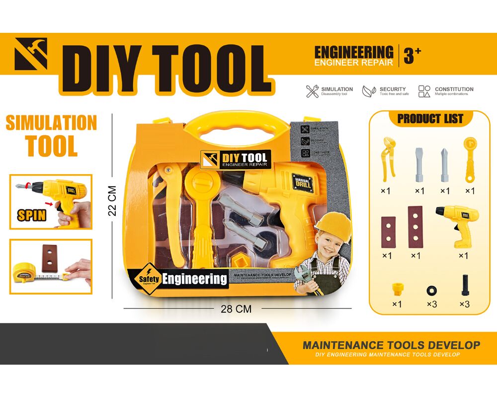 Zestaw zabawkowych narzędzi w walizce DIY Tool 11 elementów