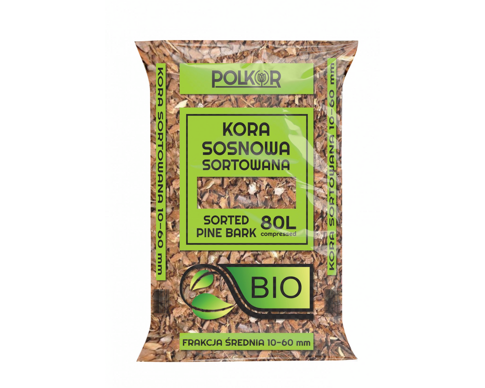 Kora sosnowa sortowana BIO 80 l 10-60 mm Polkor