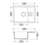 Zlewozmywak granitowy INA 58 x 44 cm z baterią U grey