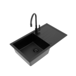 Zlewozmywak granitowy jednokomorowy z baterią elastyczną  Irid lava stone