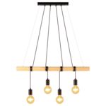Lampa wisząca Tila 4 E27 czarny, drewno