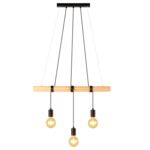 Lampa wisząca Tila 3 E27 czarny, drewno