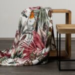 Koc flano D91 PARROT 150 x 200 cm zielono-różowy