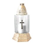 Znicz szklany Z-12/Z krzyż 11 x 25 cm 24 h 60 g złoty
