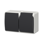 Gniazdo podwójne Aqua Plus IP54 szare