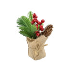 Stroik w doniczce z jarzębiną i szyszką 22 cm