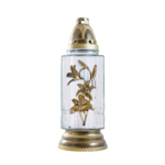 Znicz szklany lilie 30 x 11 cm 27 h 90 g złoty