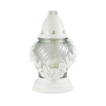 Znicz szklany Z 02 wianek 21 cm biały